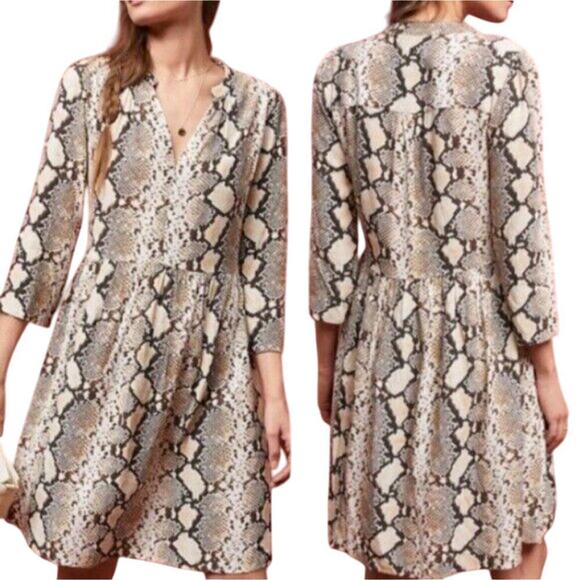 Maeve Anthropologie Juno Snake Print Dress Size XS Reptile Crepe - Picture 1 of 8